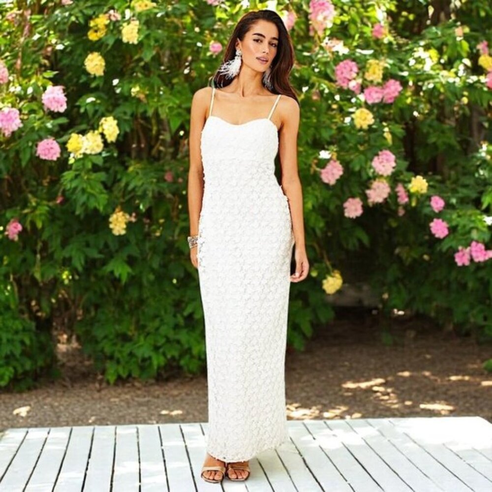 Lilly Pulitzer Gillian Maxi Dress in Butterfly Garden 3D Lace NWT - Size 4 - Picture 6 of 6